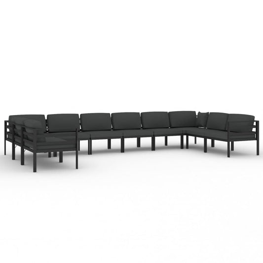 vidaXL 10 Piece Patio Lounge Set with Cushions Aluminum Anthracite-0