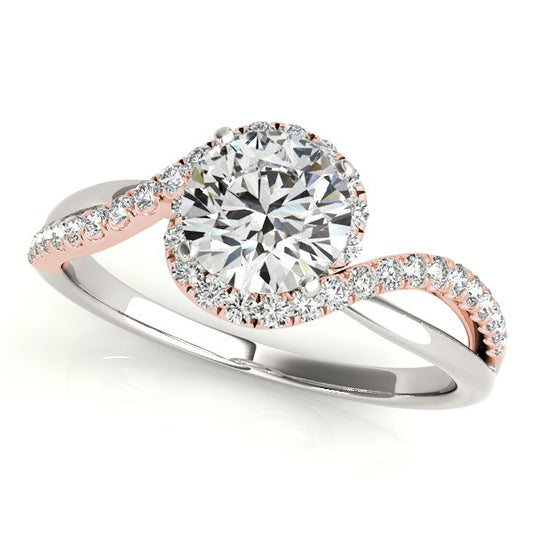 14k White And Rose Gold Bypass Band Diamond Engagement Ring (1 1/8 cttw)-0