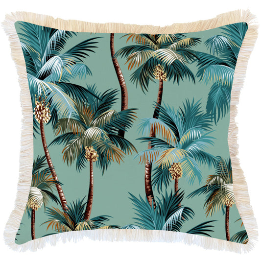 Cushion Cover-Coastal Fringe-Palm Trees Lagoon-60cm x 60cm-0