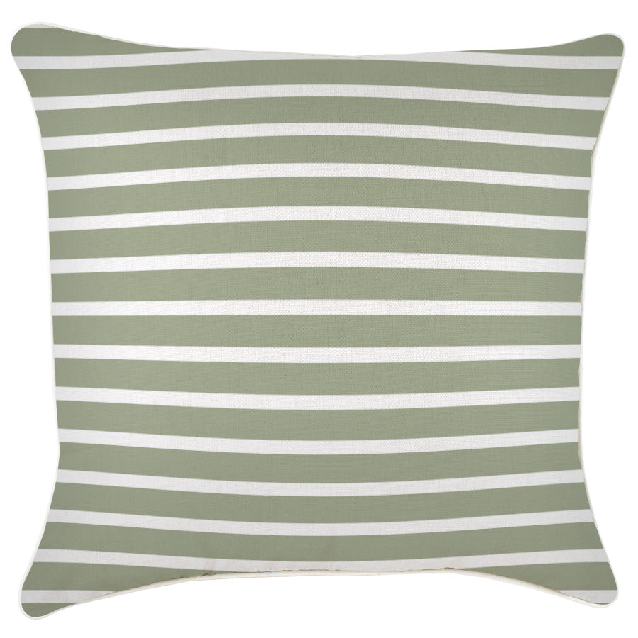 Cushion Cover-With Piping-Hampton Stripe Sage-60cm x 60cm-0