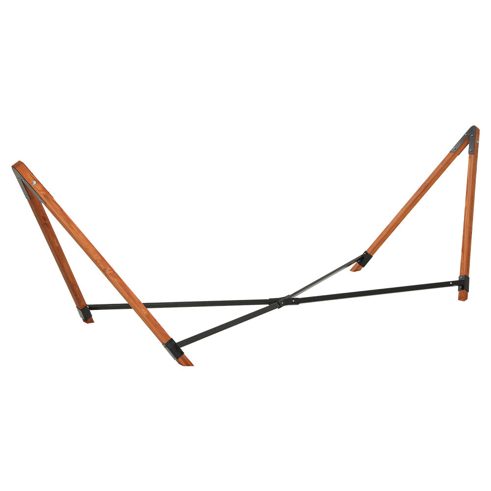 Gardeon Wooden Hammock Chair with Stand Linen Hammock Bed Timber Steel 200KG-3