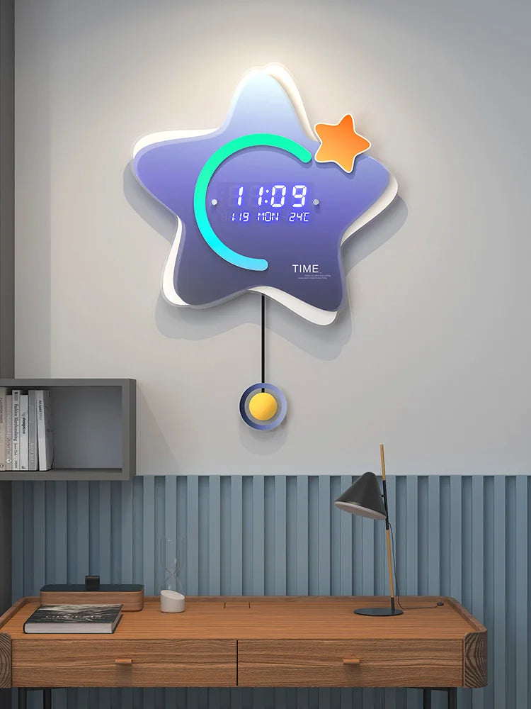 New electronic clock wall decoration clock wall clock living room modern minimalist household fashion light luxury clock