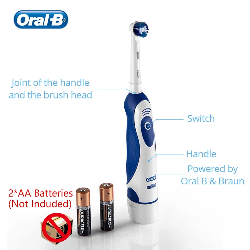 Oral B 4010 Electric Toothbrush 7600 times/Min Rotating Precision Clean Battery Powered 4 Pcs Replaceable Brush Heads Travel Box