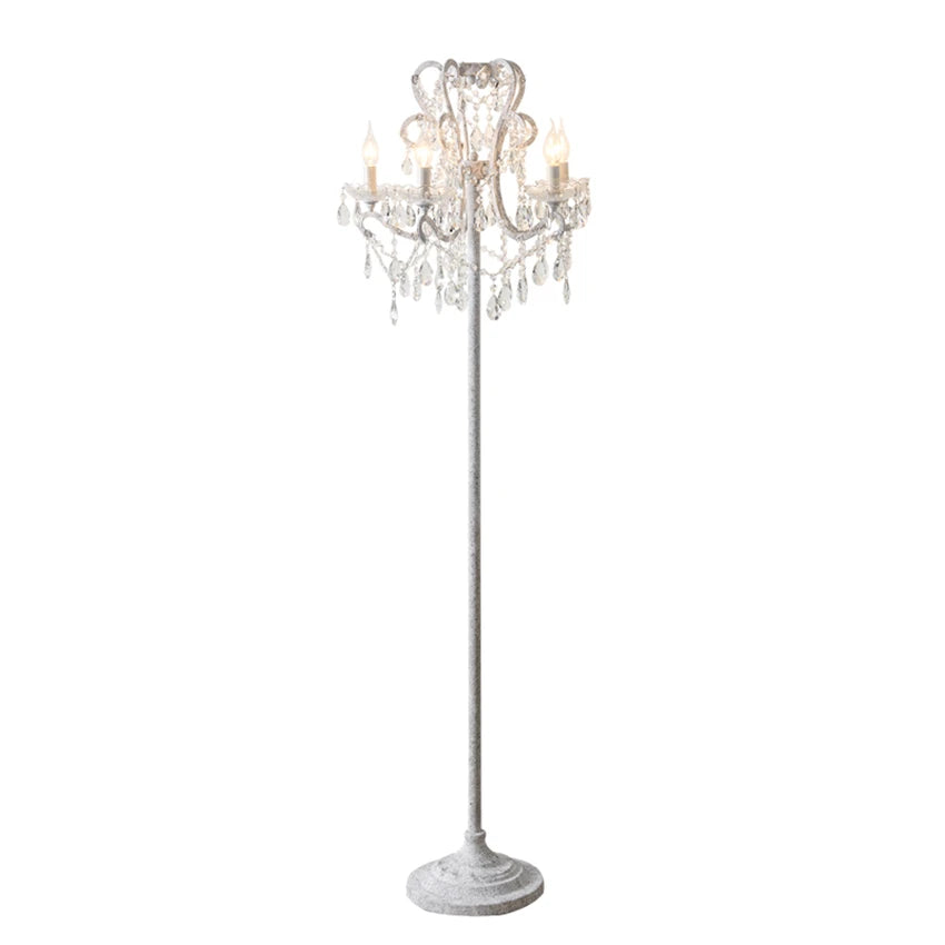 American Luxury crystal floor lamps bedroom living room table standing floor lights retro white study French candle fixtures