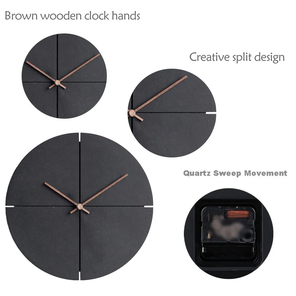 Wooden Wall Clock Nordic Minimalist Wooden Wall Clocks Living Room Personality Household Watches Silent Wall Clocks Home Decor