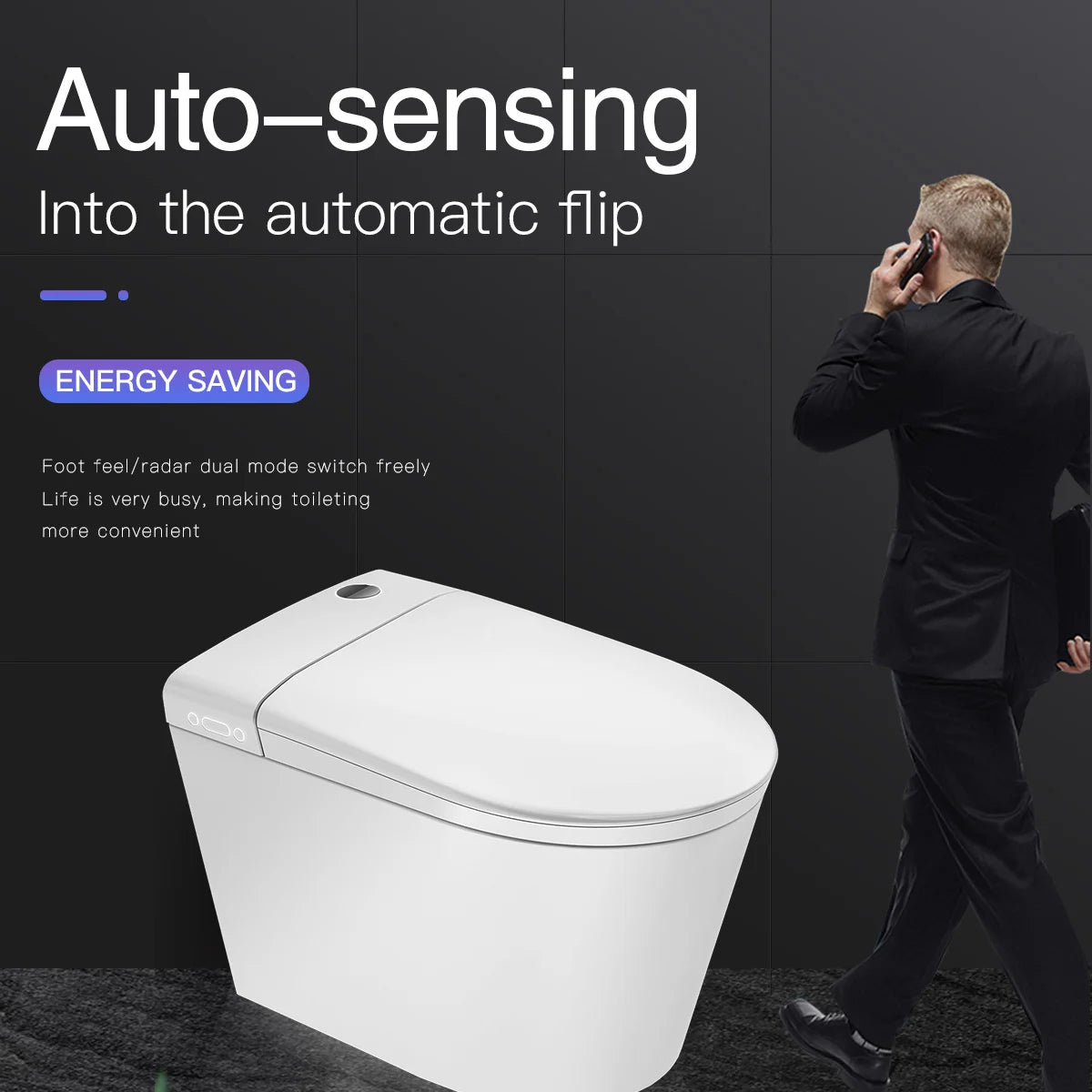 FOHEEL One-Piece Intelligent Toilet Smart Toilet WC Elongated Remote Controlled Toilet Integrated Automatic