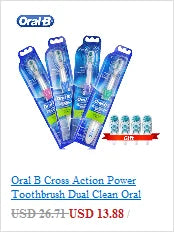 Oral B 4010 Electric Toothbrush 7600 times/Min Rotating Precision Clean Battery Powered 4 Pcs Replaceable Brush Heads Travel Box