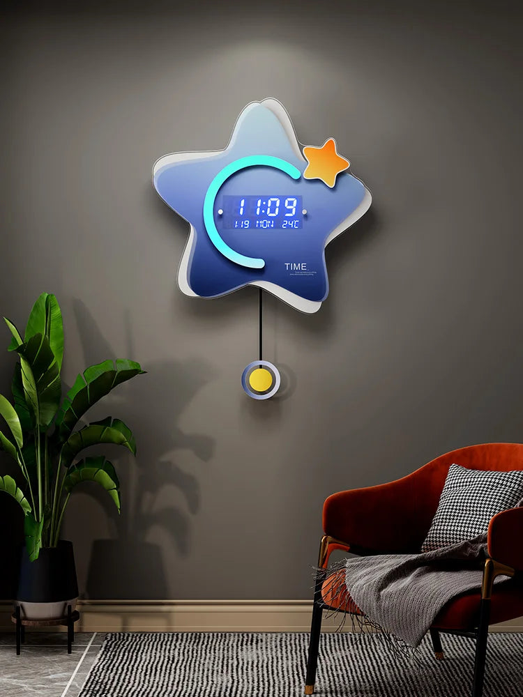 New electronic clock wall decoration clock wall clock living room modern minimalist household fashion light luxury clock