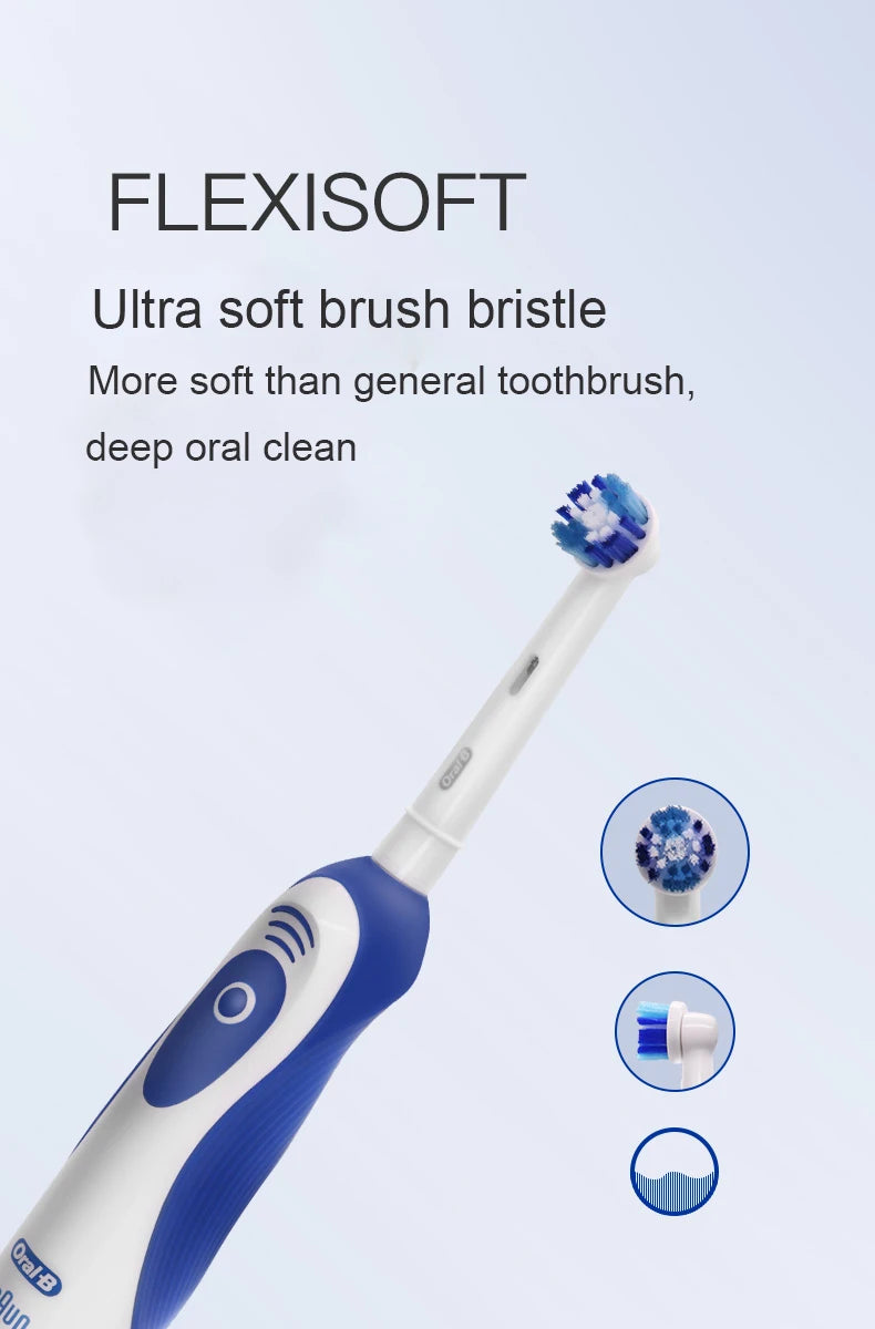 Oral B 4010 Electric Toothbrush 7600 times/Min Rotating Precision Clean Battery Powered 4 Pcs Replaceable Brush Heads Travel Box