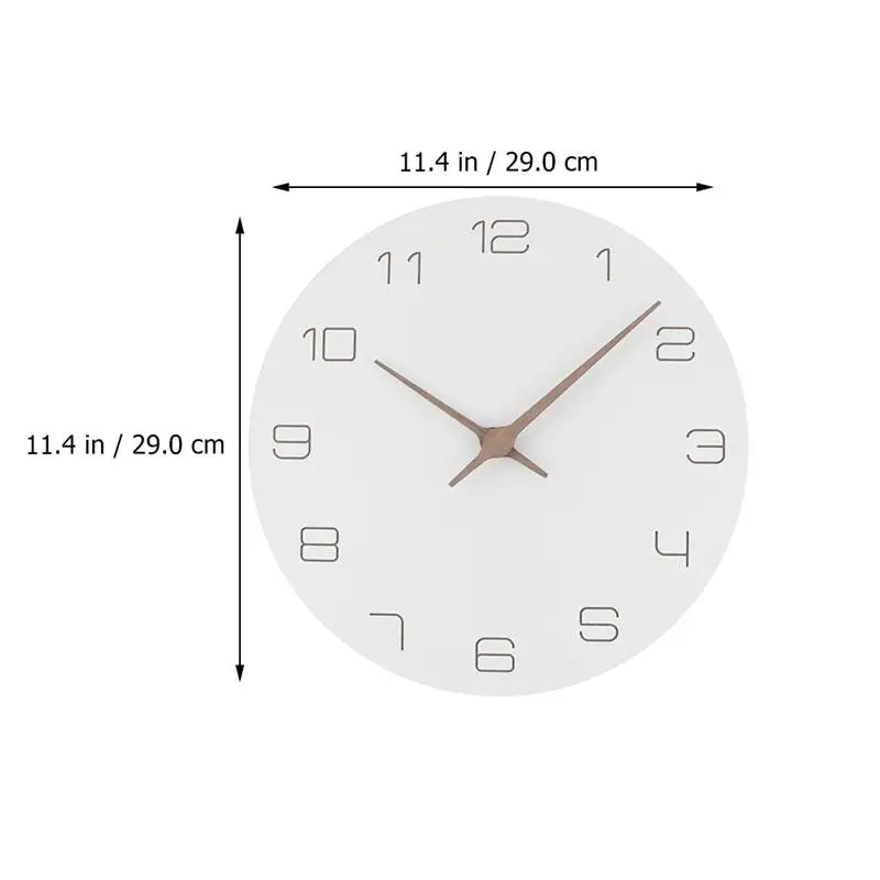 Wall Clock  Silent Non Ticking Wood Wall Clocks Battery Operated Wooden White Modern Simple Minimalist Hanging Wall Clock