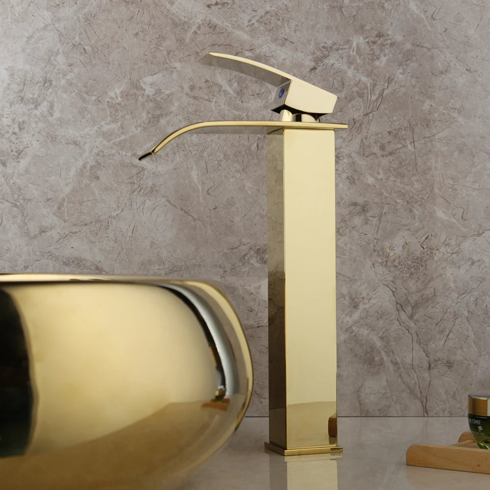 Monite Luxury Golden Ceramic Lavatory Sink Set Solid Brass Bathroom Tap Washbasin Basin Sink Set Bath Combine Mixer Faucet