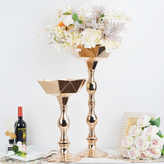 Luxury Flower Vase Wedding Party Flower Stand For Table Centerpieces Road Lead Vase Gold Pillar Pot For Christmas Home Decor