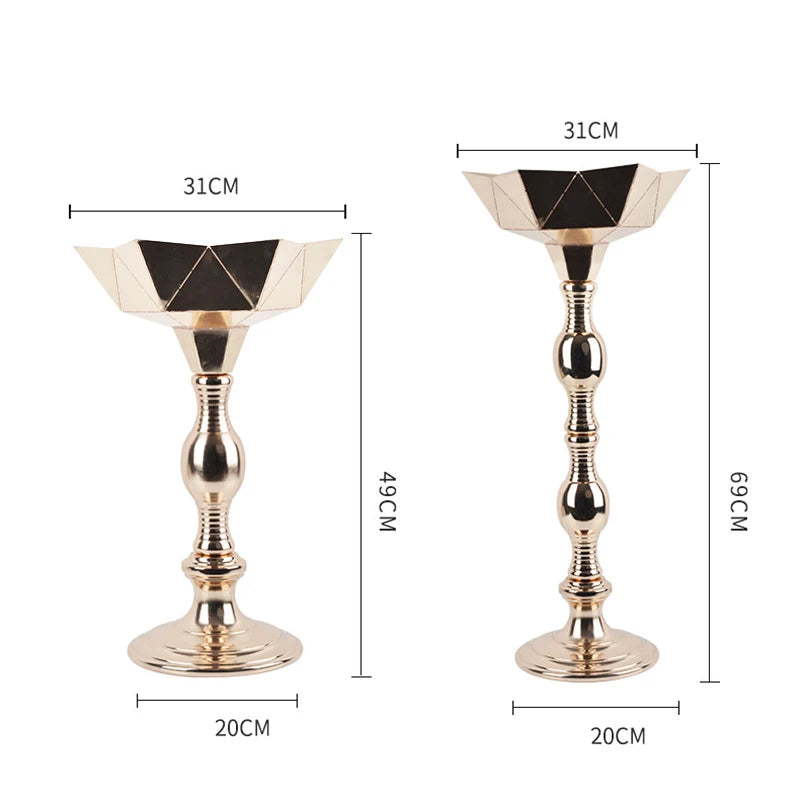 Luxury Flower Vase Wedding Party Flower Stand For Table Centerpieces Road Lead Vase Gold Pillar Pot For Christmas Home Decor