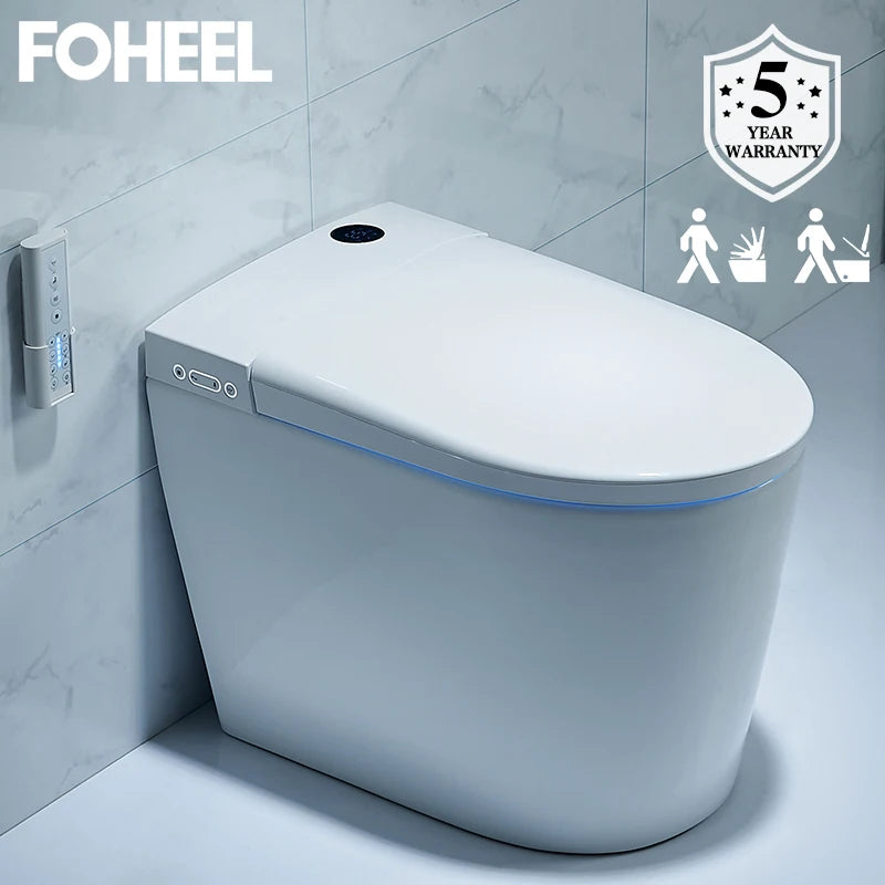 FOHEEL One-Piece Intelligent Toilet Smart Toilet WC Elongated Remote Controlled Toilet Integrated Automatic