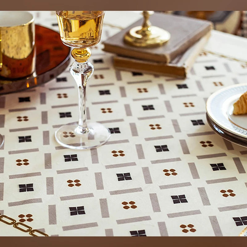 Modern Simple Geometric Pattern Tablecloth  Light Luxury American English Table Cloth Vintage Cover Dust Cloth Advanced Feeling