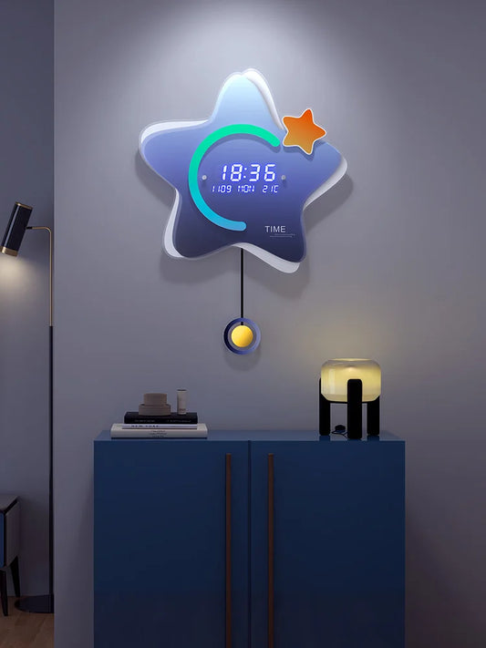 New electronic clock wall decoration clock wall clock living room modern minimalist household fashion light luxury clock