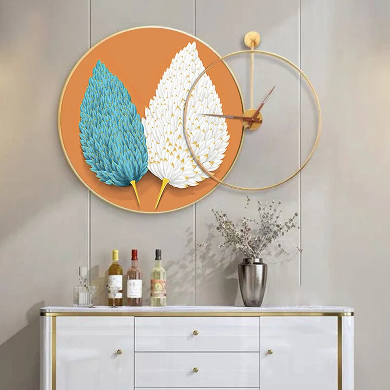 TT Restaurant Decoration Painting Home Entrance Painting Modern Minimalist Living Room Sofa Background Wall Clock Combined Mural