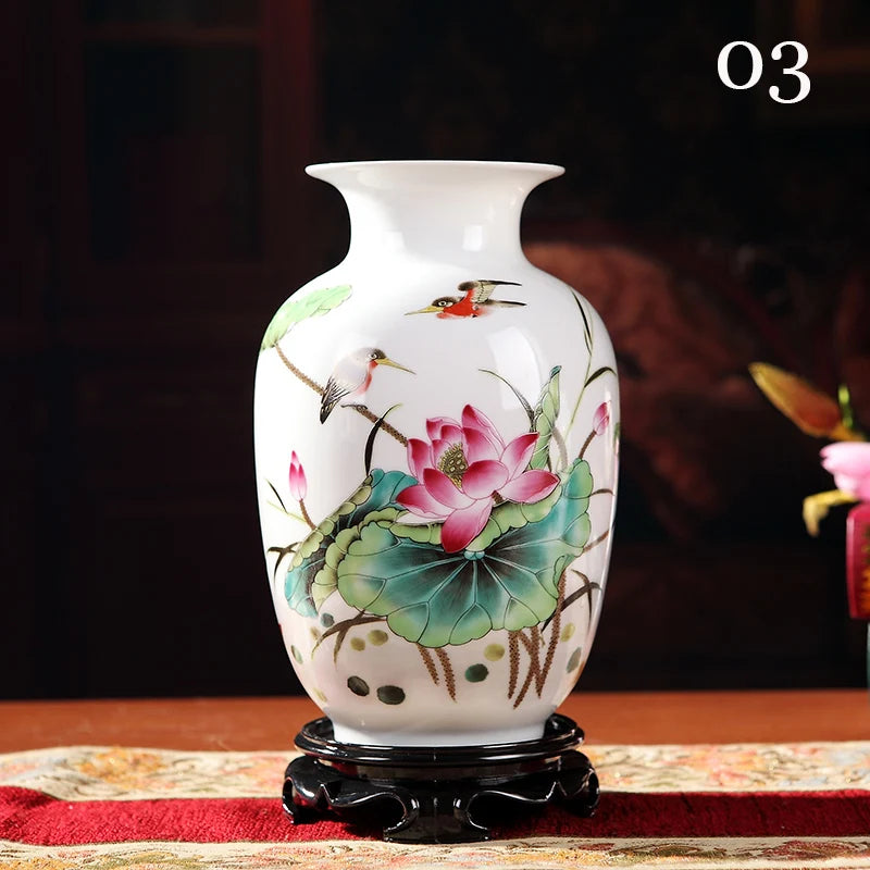 Jingdezhen-Ceramic Chinese Vase, Small Desktop Flower Arrangement, Chinese Collection Art, Colorful Design, Porcelain Vases, Dec