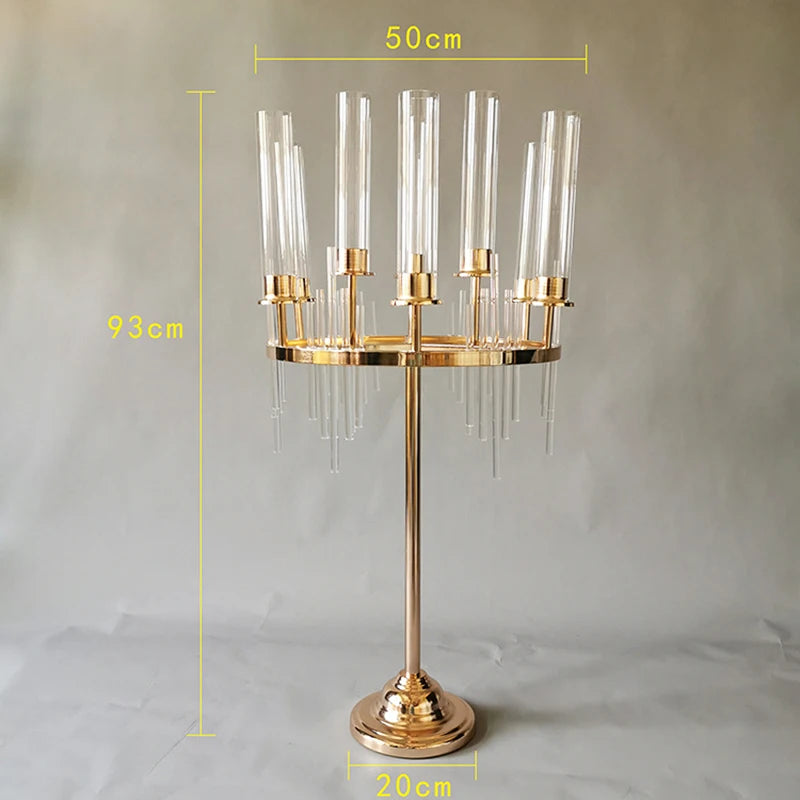 PEANDIM 9 Heads Metal Candelabra Candle Holders Wedding Table Centerpieces Candlestick Flower Vases Road Lead Party Decoration