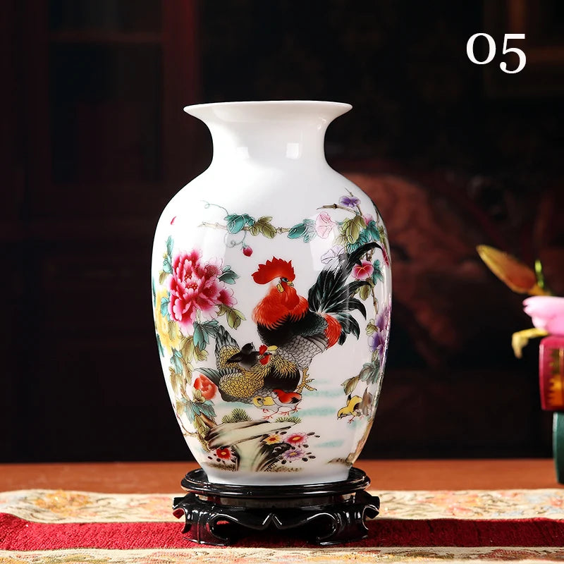 Jingdezhen-Ceramic Chinese Vase, Small Desktop Flower Arrangement, Chinese Collection Art, Colorful Design, Porcelain Vases, Dec