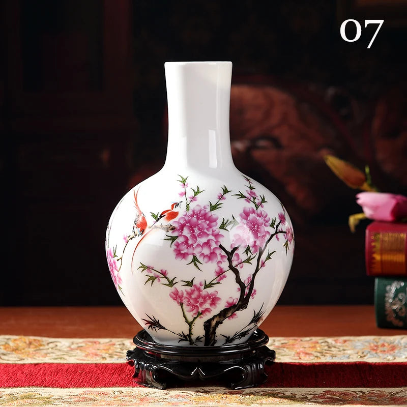 Jingdezhen-Ceramic Chinese Vase, Small Desktop Flower Arrangement, Chinese Collection Art, Colorful Design, Porcelain Vases, Dec