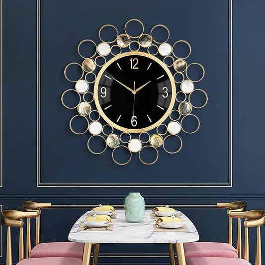 Living room copper wall clock shell inlaid modern minimalist creative clock creative light luxury decoration mute quartz clock