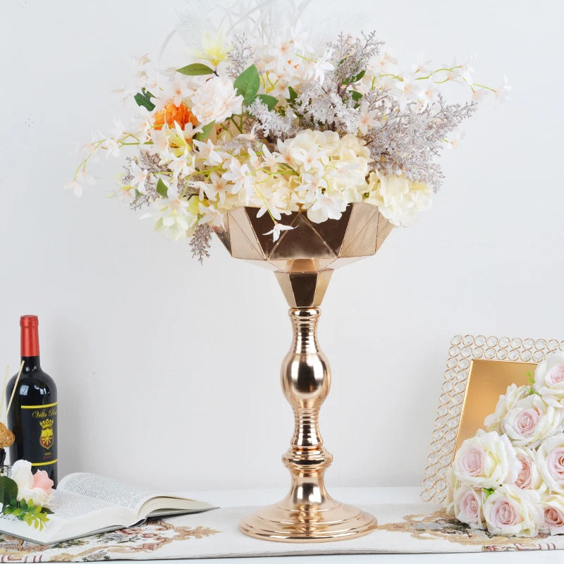 Luxury Flower Vase Wedding Party Flower Stand For Table Centerpieces Road Lead Vase Gold Pillar Pot For Christmas Home Decor