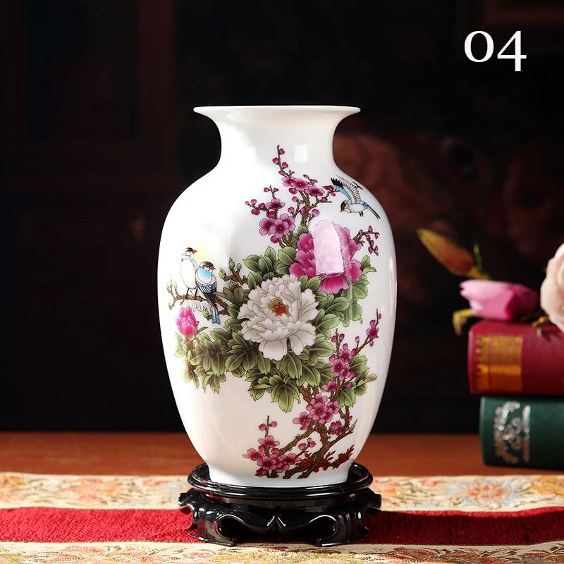 Jingdezhen-Ceramic Chinese Vase, Small Desktop Flower Arrangement, Chinese Collection Art, Colorful Design, Porcelain Vases, Dec