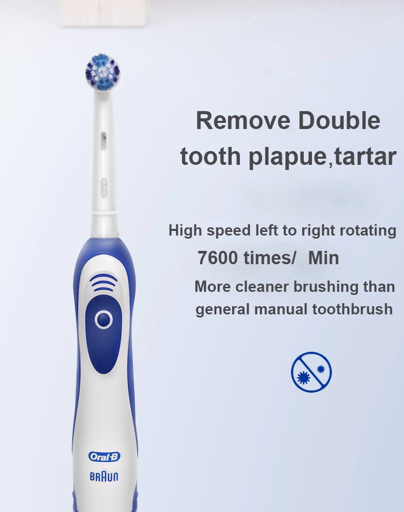 Oral B 4010 Electric Toothbrush 7600 times/Min Rotating Precision Clean Battery Powered 4 Pcs Replaceable Brush Heads Travel Box