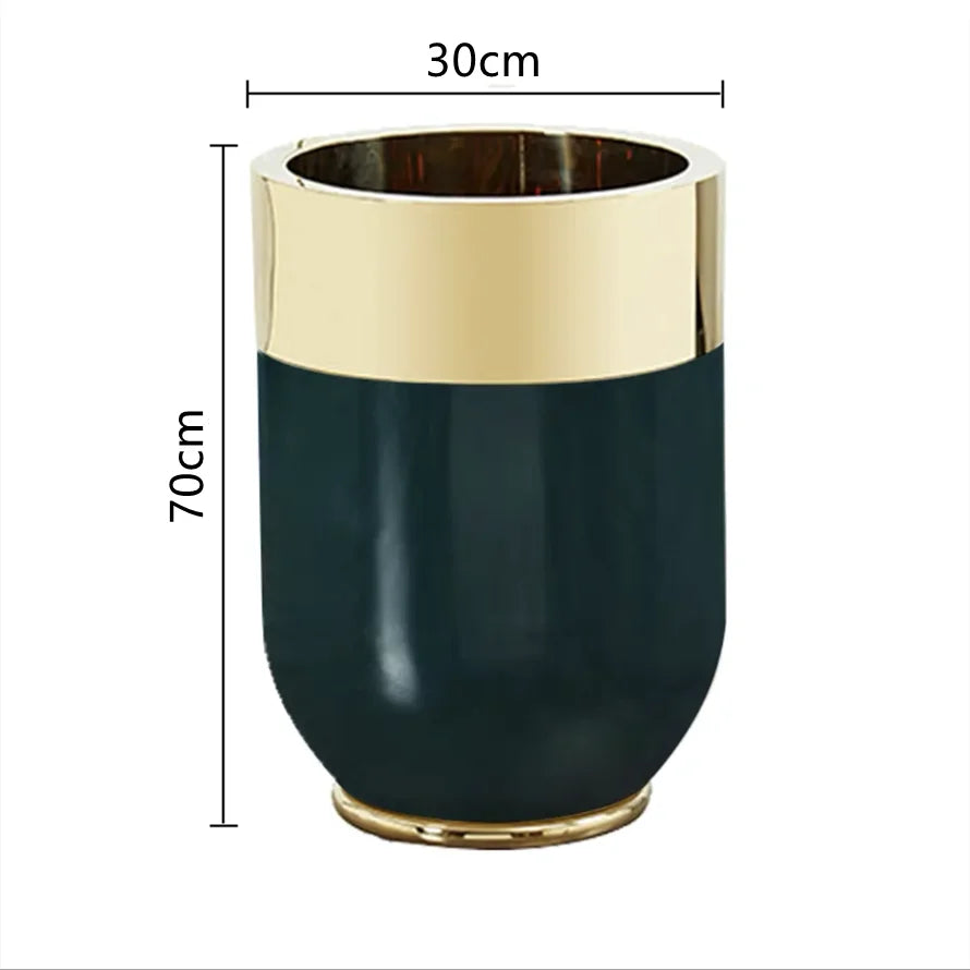 Home Decor Stainless Steel Floor Vase Light Luxury Balcony Living Room Decoration Metal Electroplating Large Flowerpot