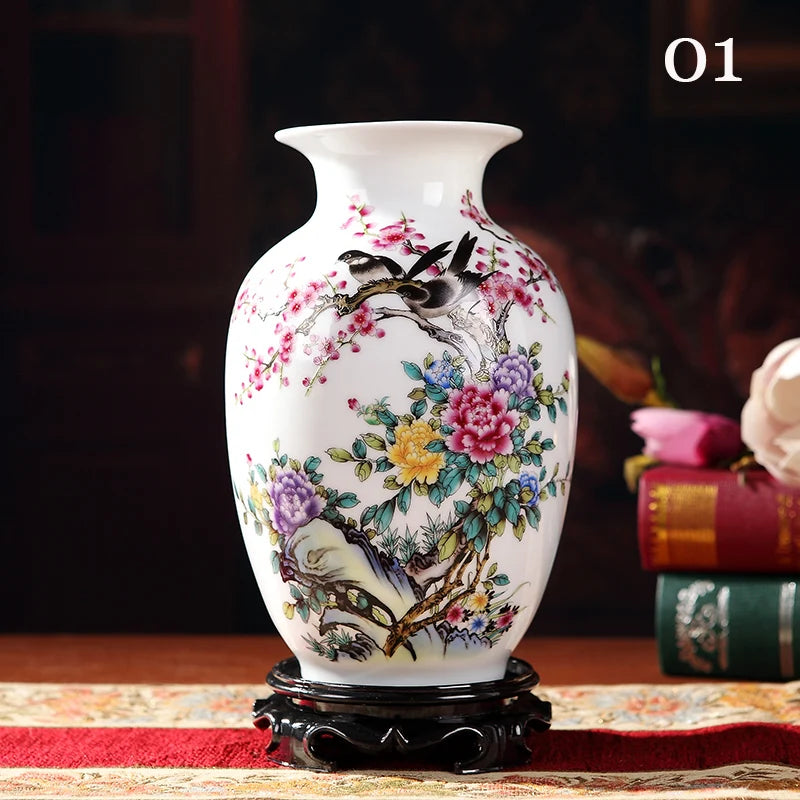 Jingdezhen-Ceramic Chinese Vase, Small Desktop Flower Arrangement, Chinese Collection Art, Colorful Design, Porcelain Vases, Dec