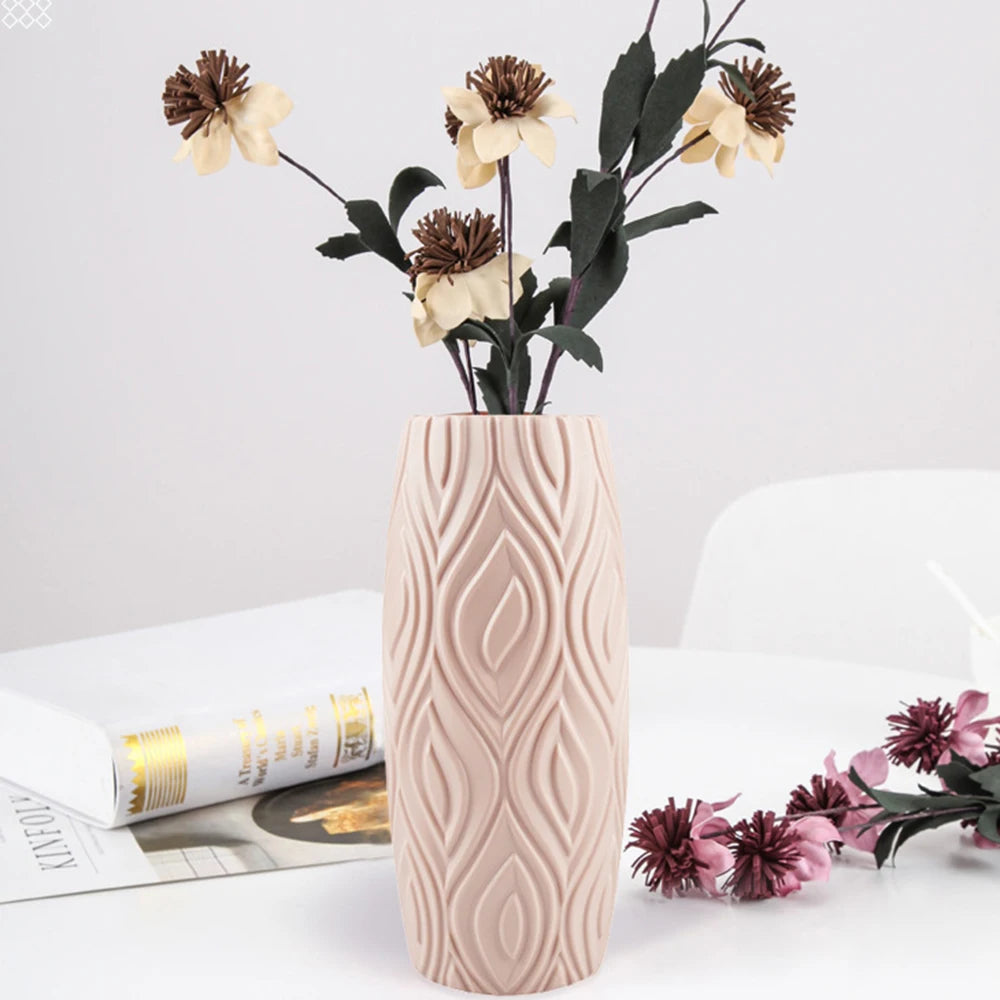 Unbreakable Nordic Modern Plastic Vase Imitation Ceramic Flower Pot For Home Wedding Decoration DIY Living Room Office Decor