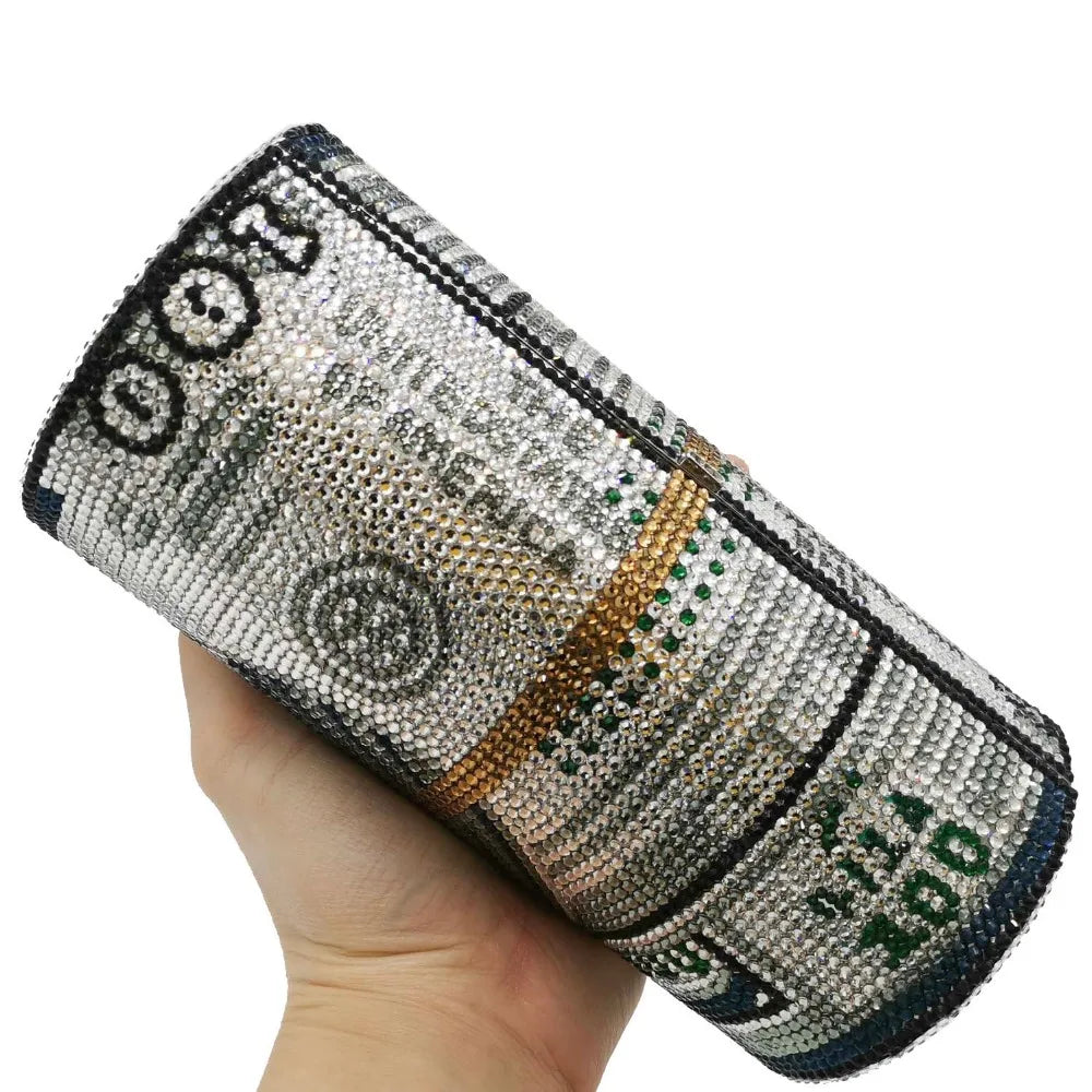 dollars bag Rhinestone Clutch purse wallet Fashion Women Evening bags Clutches Handbags Ladies Dinner Banquet Mini Phone Bag