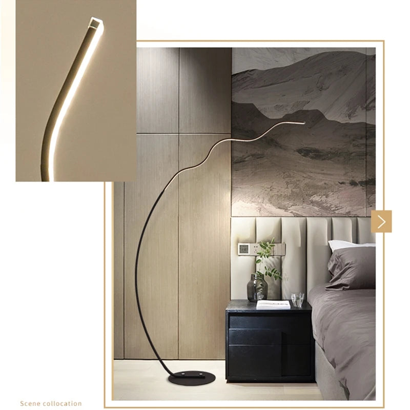 2022 New Wavy Floor Lamp For Living Room Bedroom Study Decor Lighting Designer Led Remote Control Standing Light