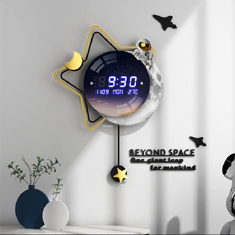 2021 new electronic clock wall hanging light luxury wall clock living room home fashion net red creative modern minimalist clock