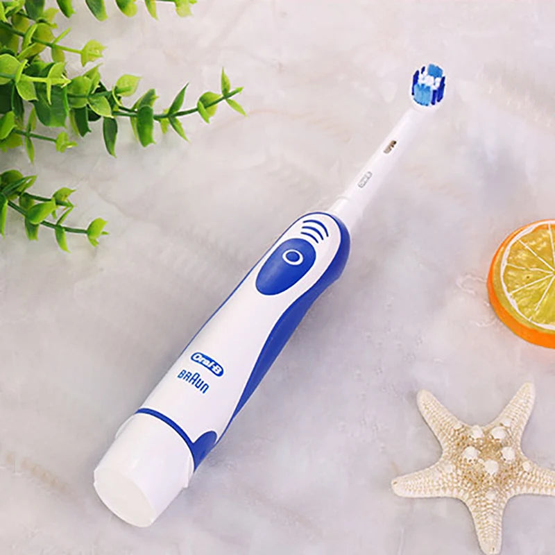 Oral B 4010 Electric Toothbrush 7600 times/Min Rotating Precision Clean Battery Powered 4 Pcs Replaceable Brush Heads Travel Box