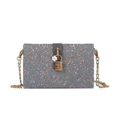 by dhl or fedex 100pcs Women Evening Bag Clutch Bag Star Sequin Women Chains Messenger Bags Lock Box Flap Female Shoulder Bags