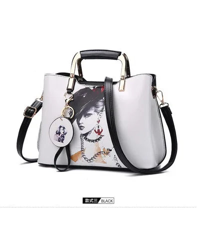 by dhl or ems 20pcs Women Handbag Female Painted Shoulder Bags Flower Pattern Messenger Bags Leather Casual Tote Evening Bag