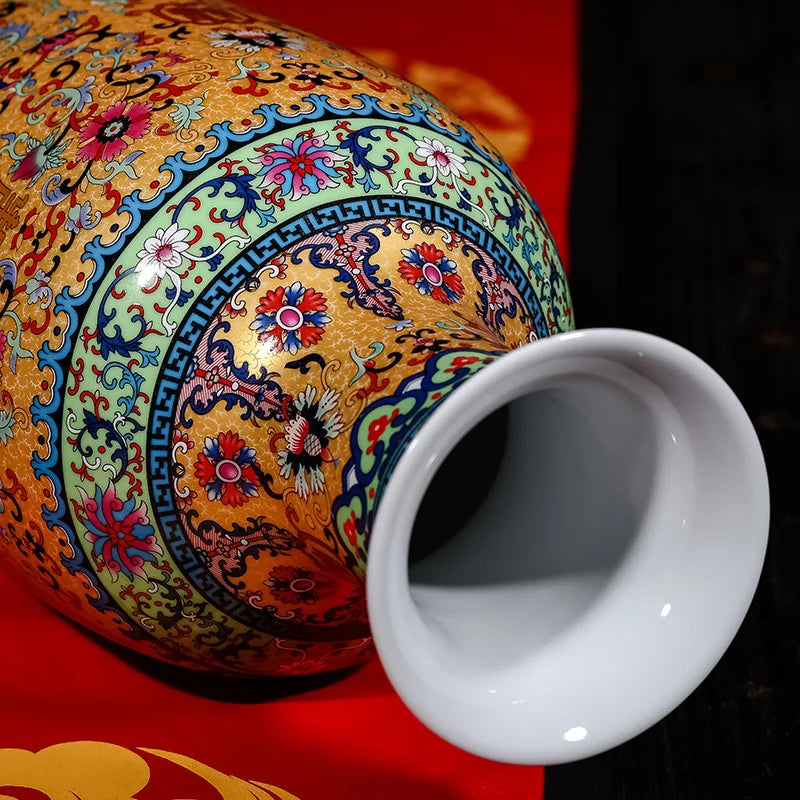 Luxury Jingdezhen Antique Longevity Porcelain Enamel Floor Vase Classical Decoration Large Chinese Vases Ancient Palace Vases