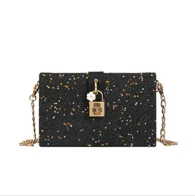 by dhl or fedex 100pcs Women Evening Bag Clutch Bag Star Sequin Women Chains Messenger Bags Lock Box Flap Female Shoulder Bags