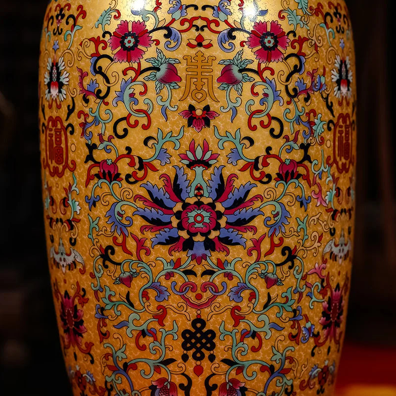 Luxury Jingdezhen Antique Longevity Porcelain Enamel Floor Vase Classical Decoration Large Chinese Vases Ancient Palace Vases