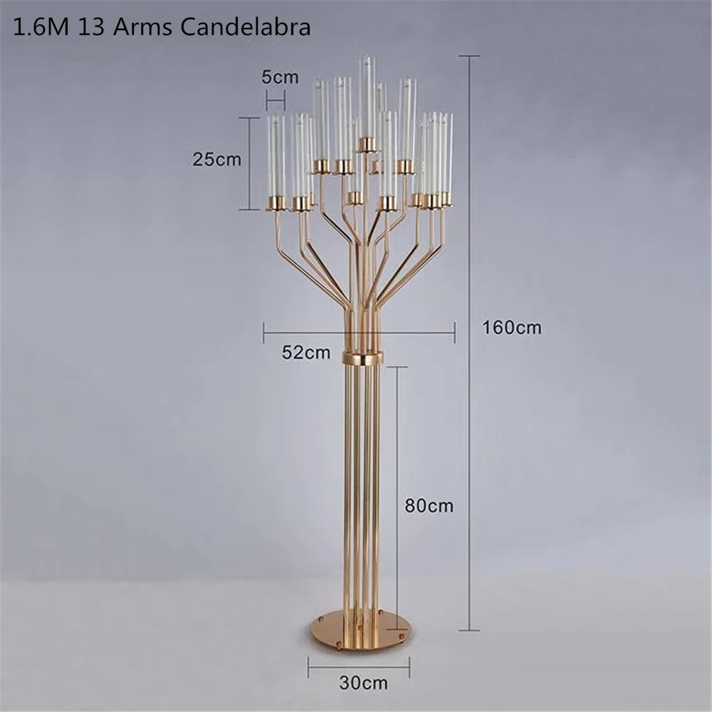 12 set Acrylic Candelabras 160 CM Height 13 Heads Candle Holders Luxury Wedding Table Centerpiece Candlesticks Home Decoration