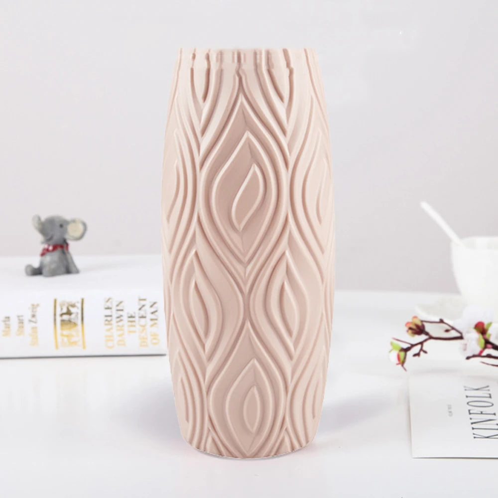 Unbreakable Nordic Modern Plastic Vase Imitation Ceramic Flower Pot For Home Wedding Decoration DIY Living Room Office Decor