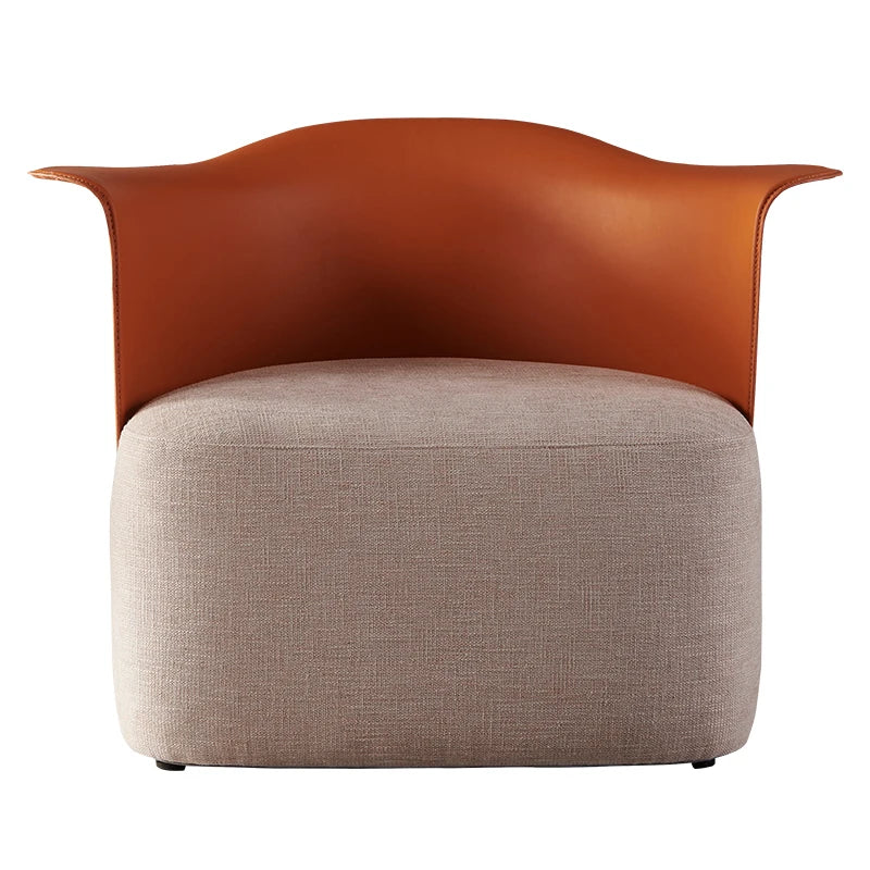 Creative single sofa chair light luxury saddle leather orange armchair cloth art davenport living room single seat