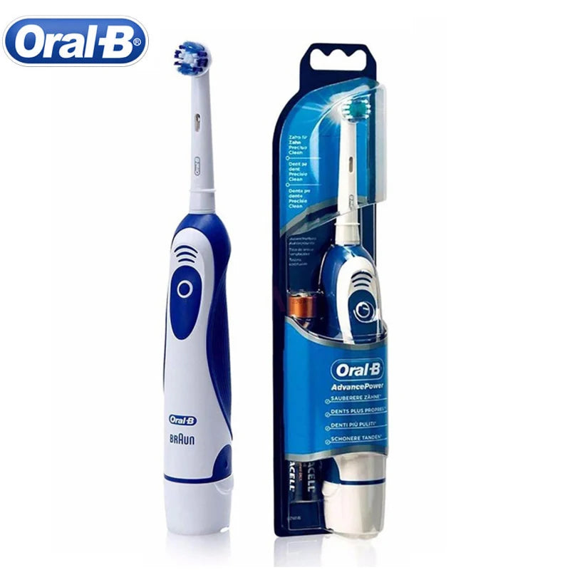 Oral B 4010 Electric Toothbrush 7600 times/Min Rotating Precision Clean Battery Powered 4 Pcs Replaceable Brush Heads Travel Box