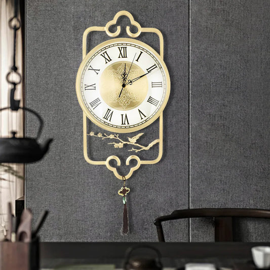 New Chinese style living room brass wall clock modern minimalist home decoration wall hanging wall clock table villa