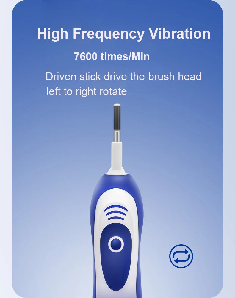 Oral B 4010 Electric Toothbrush 7600 times/Min Rotating Precision Clean Battery Powered 4 Pcs Replaceable Brush Heads Travel Box