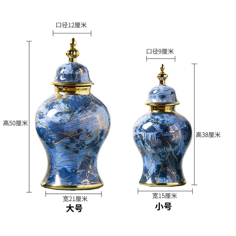 European-style Ceramic Ginger Jar Vase Ornaments Luxury Home Decoration Light Luxury Dried Flower Flower Arrangement Accessories