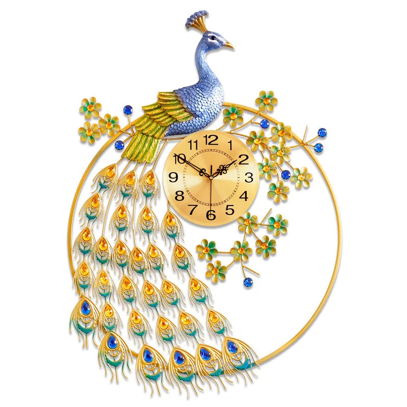 Oversized clock peacock wall clock living room home fashion European decoration modern minimalist silent quartz clock