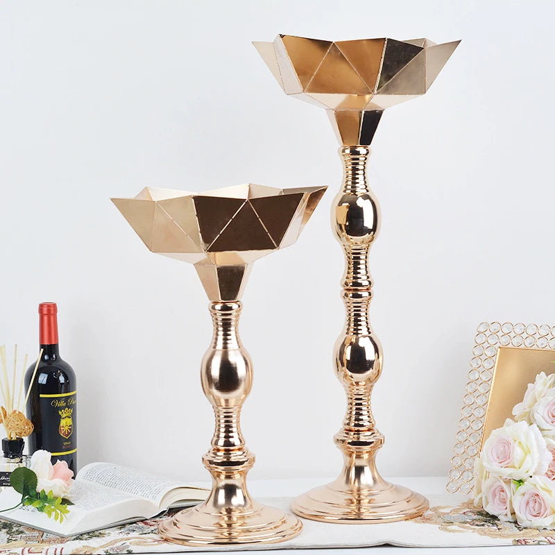 Luxury Flower Vase Wedding Party Flower Stand For Table Centerpieces Road Lead Vase Gold Pillar Pot For Christmas Home Decor